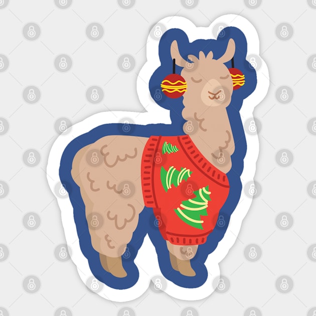 Llama with Ugly Christmas Sweater Sticker by holidaystore